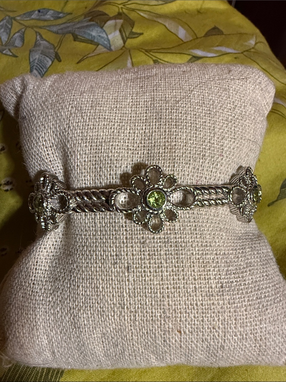 Sterling silver Judith Ripka with peridot cuff bracelet